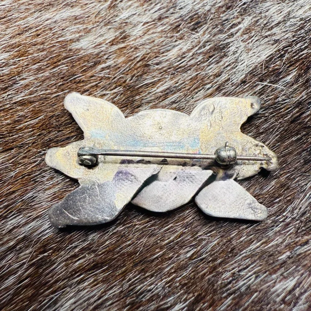 Vintage Zuni Sterling Silver Cluster Brooch with Turquoise